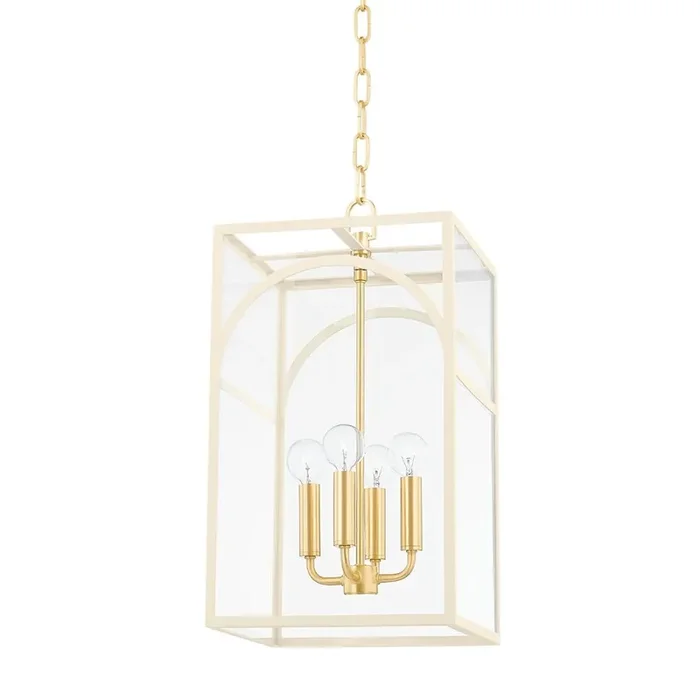 Addison Pendant In Aged Brass/Textured Cream Color