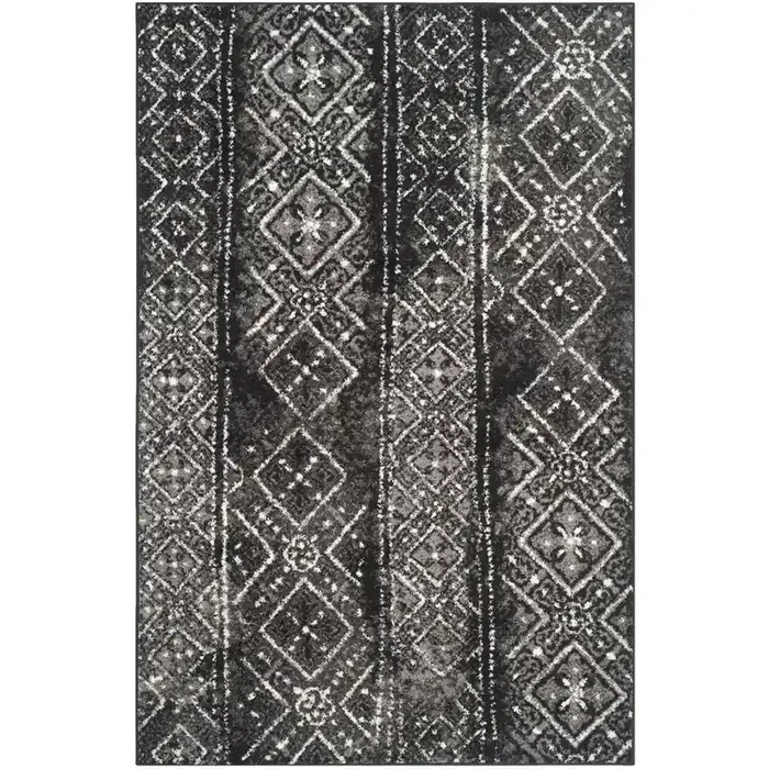 Adirondack, BLACK / SILVER, 6‘ X 9‘, Area Rug, ADR111C-6