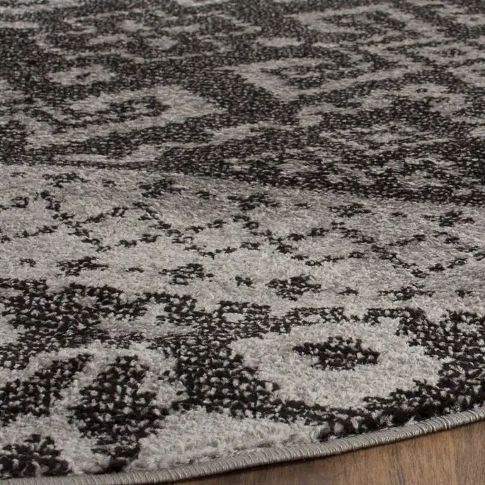 Adirondack, SILVER / BLACK, 8‘ X 8‘ Round, Area Rug, ADR107A-8R