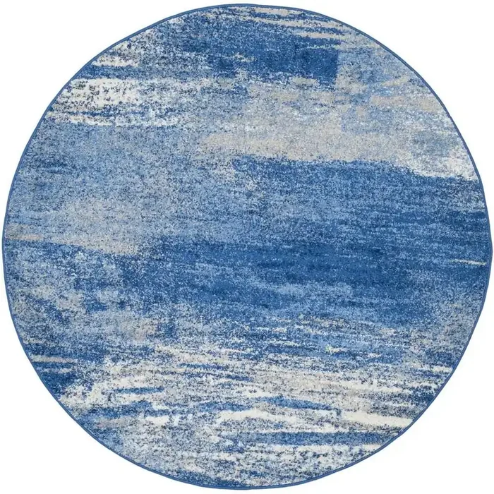 Adirondack, SILVER / BLUE, 10‘ X 10‘ Round, Area Rug