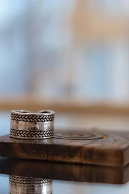 Adjustable Wide Band Sterling Silver Thick Thumb Cuff Ring