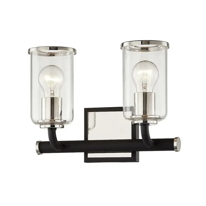 Aeon Bath And Vanitywall Sconce In Textured Black & Polish Nickel Color