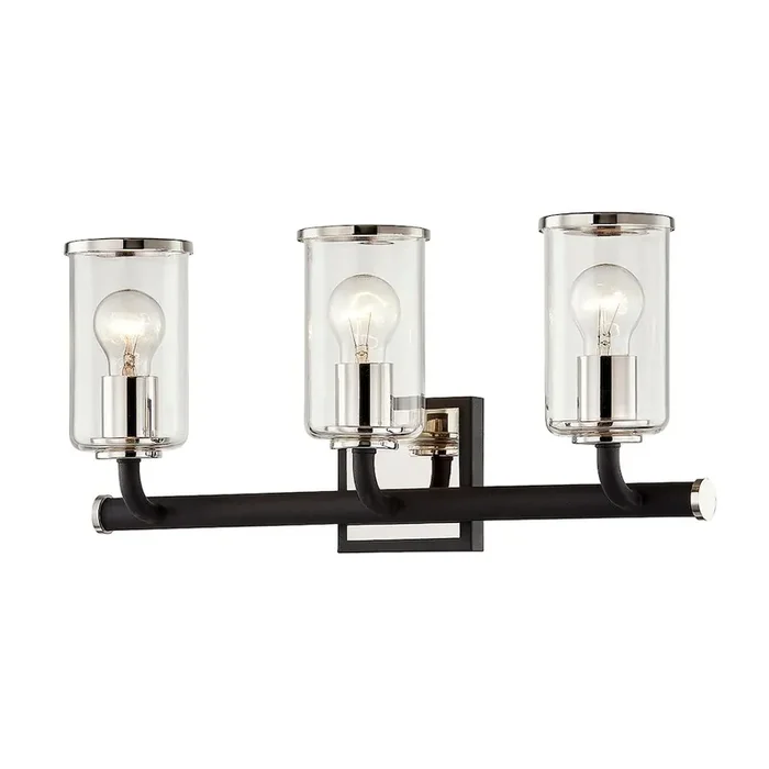 Aeon Bath And Vanitywall Sconce In Textured Black & Polish Nickel Color