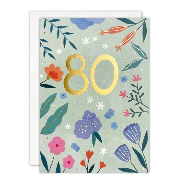 Age 80 Flowers Card