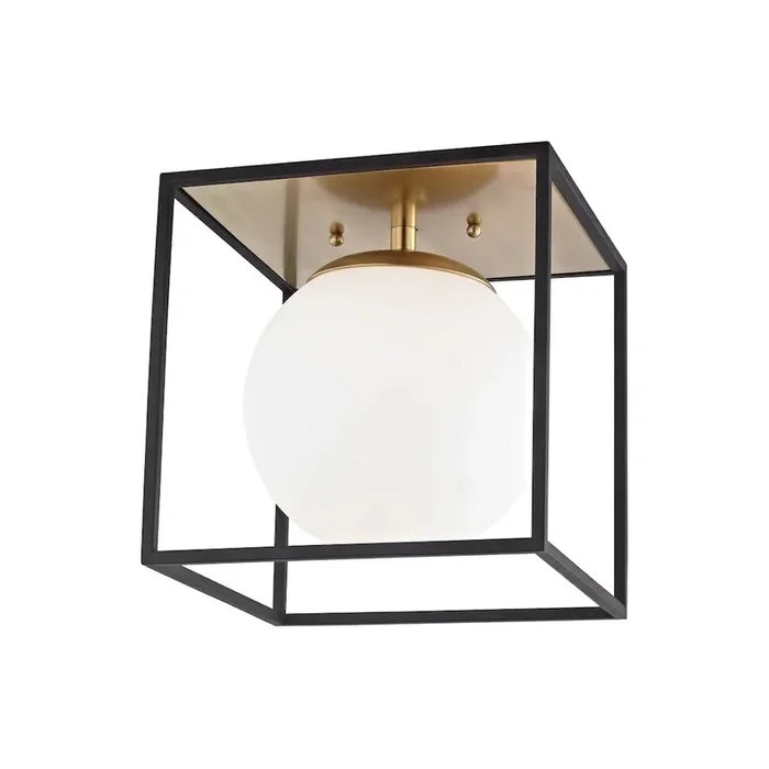 Aira Flush Mount In Aged Brass/Black Color