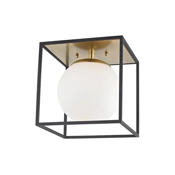 Aira Flush Mount In Aged Brass/Black Color