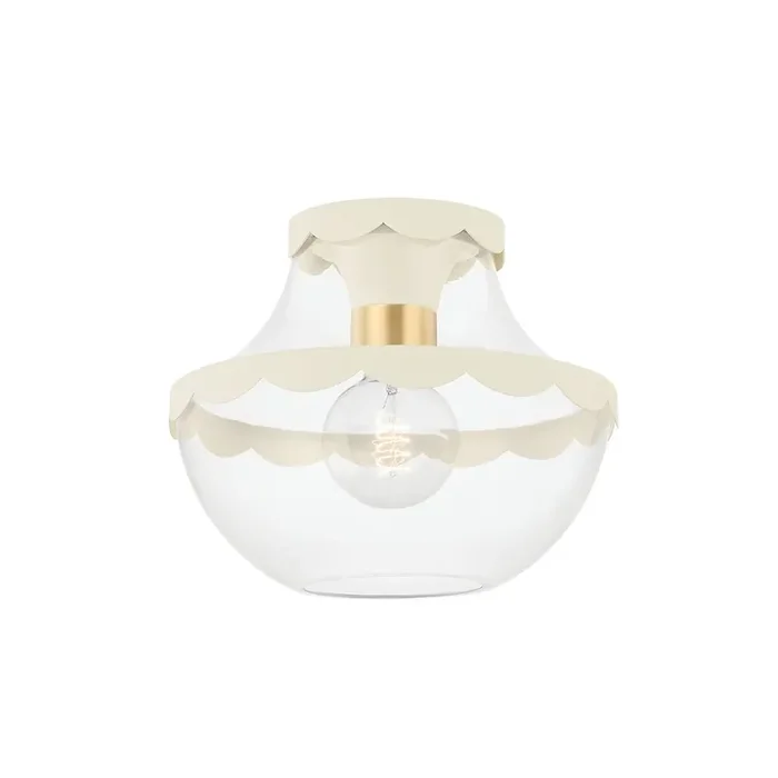 Alaina Semi Flush In Aged Brass Color