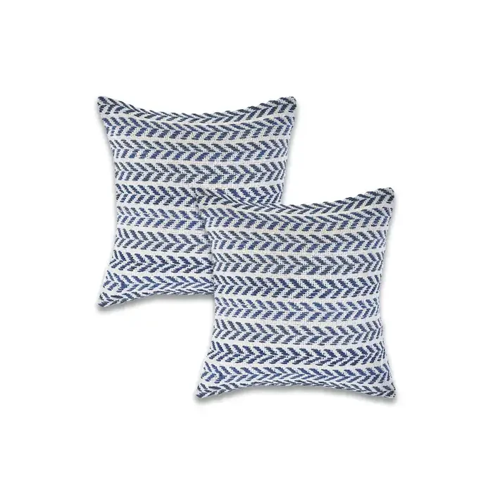 Altair Cotton Pillow Set of 2 in Blue/Ivory, 18″ x 18″