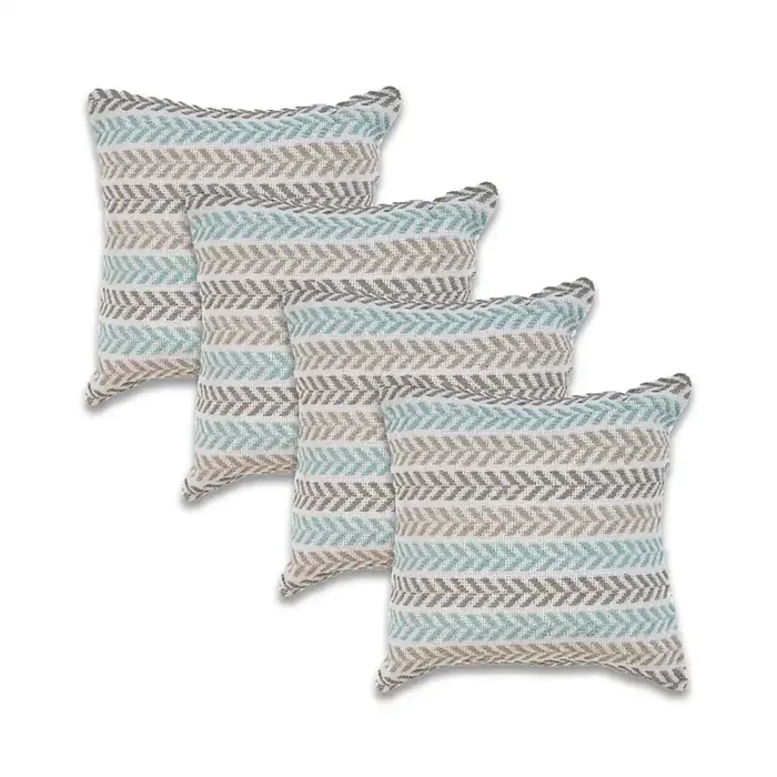 Altair Cotton Pillow Set of 4 in Blue/Gray, 18″ x 18″