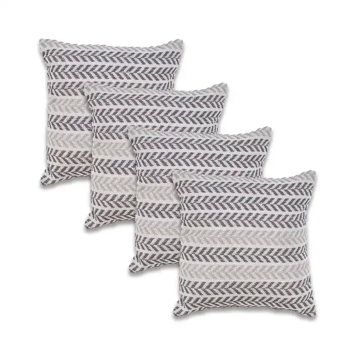 Altair Cotton Pillow Set of 4 in Gray/Ivory, 18″ x 18″