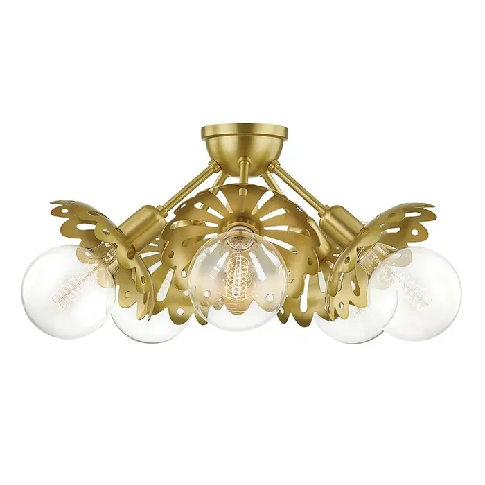 Alyssa Semi Flush In Aged Brass Color