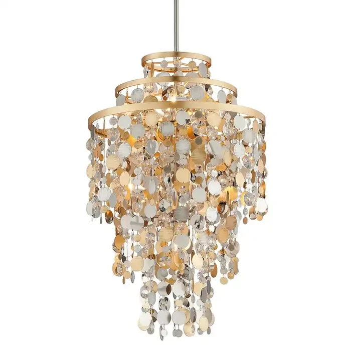 Ambrosia Chandelier In Gold Silver Leaf & Stainless Color