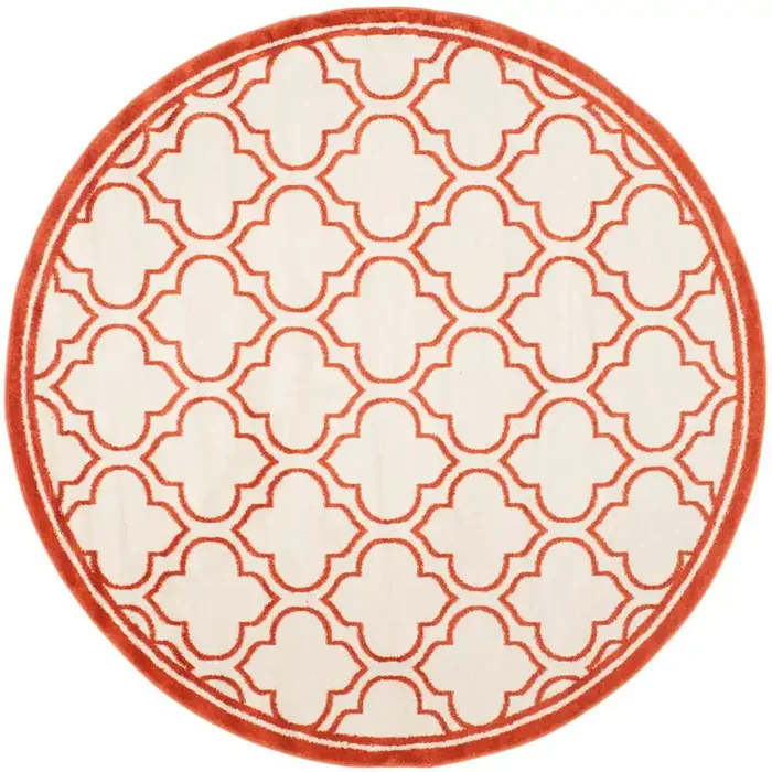 AMHERST, IVORY / ORANGE, 7‘ X 7‘ Round, Area Rug, AMT412F-7R
