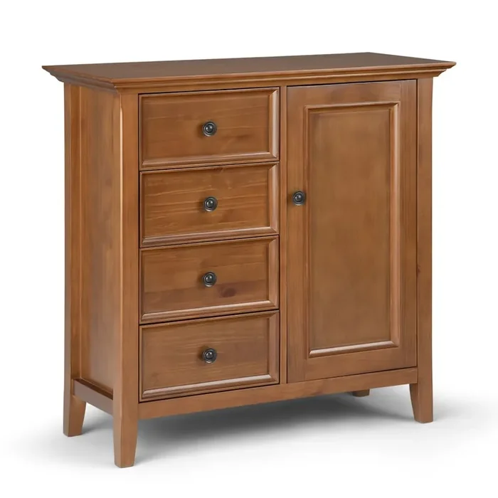 Amherst Solid Wood Medium Storage Cabinet In Light Golden Brown