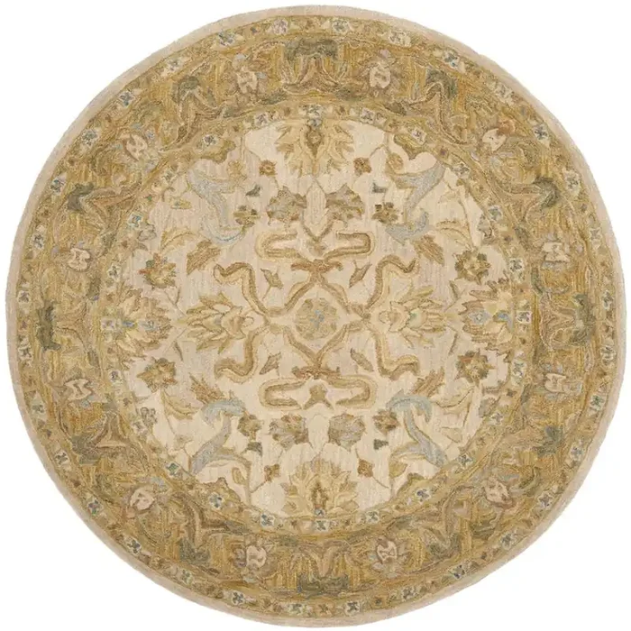 ANATOLIA, IVORY / BROWN, 6‘ X 6‘ Round, Area Rug, AN576B-6R