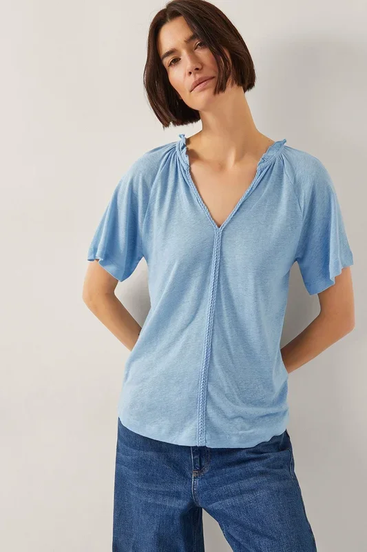Andy Linen Blend T-Shirt Blue