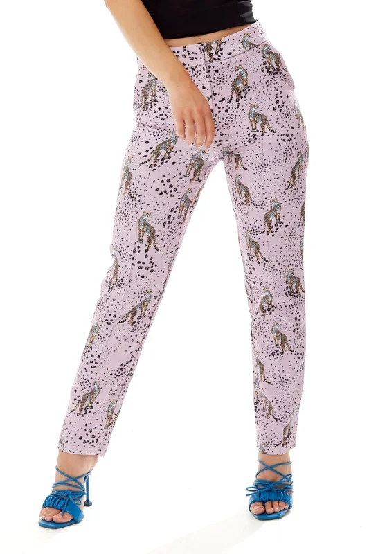 Animal Print Trousers in Lilac