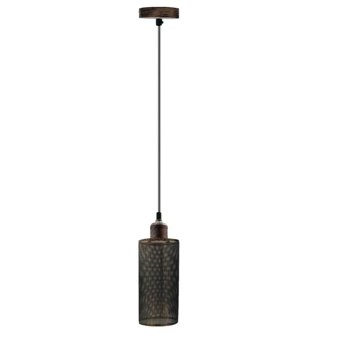 Antique Brushed Copper Metal Drum Shade Pendant Light~2422