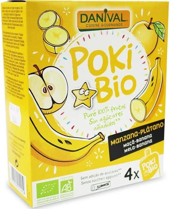 Apfel-Bananen-Püree 100% Frucht ohne Zuckerzusatz BIO 4×90 g – DANIVAL