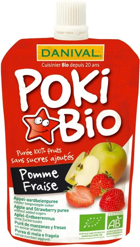 Apfel-Erdbeer-Püree 100% Frucht ohne Zuckerzusatz BIO 90 g – DANIVAL