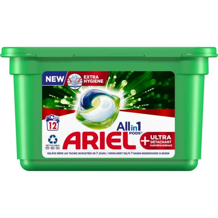 Ariel All in 1 pods liquid laundry detergent caps ultra detachant