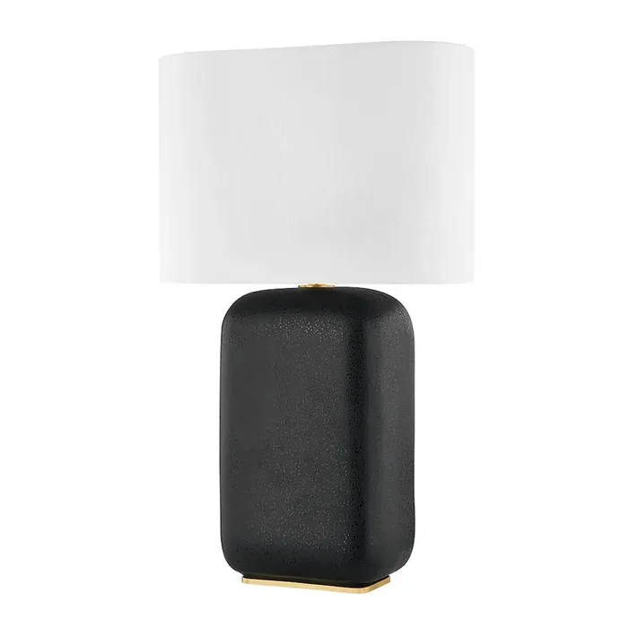 Arthur Table Lamp In Aged Brass/Black Lava Ceramic Color