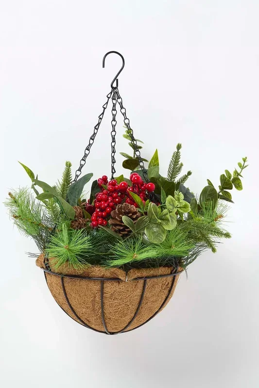 Artificial Winter Woodland and Eucalyptus Hanging Basket
