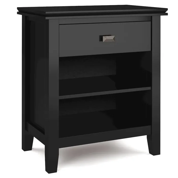 Artisan Solid Wood Bedside Table In Black