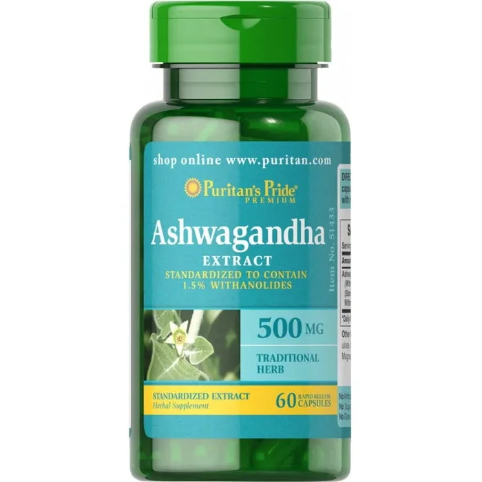 Ashwagandha-Extrakt 500 mg 60 Kapseln PURITAN’S PRIDE