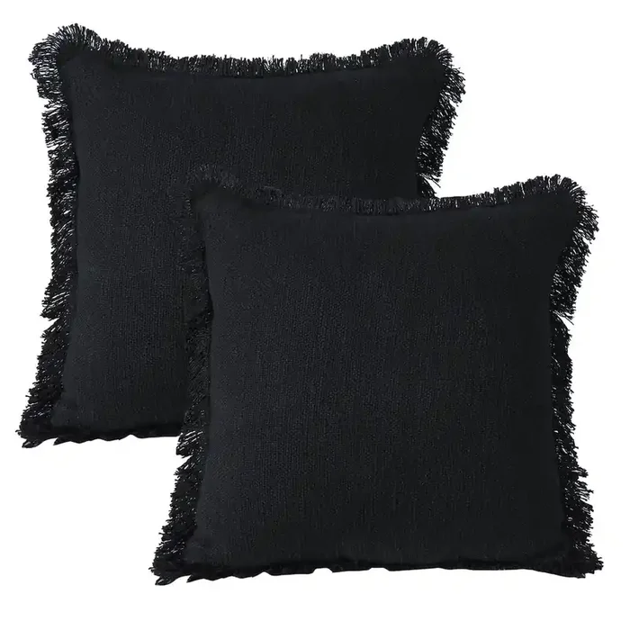 Aspen Cotton Pillow Set of 2 in Black, 20″ x 20″