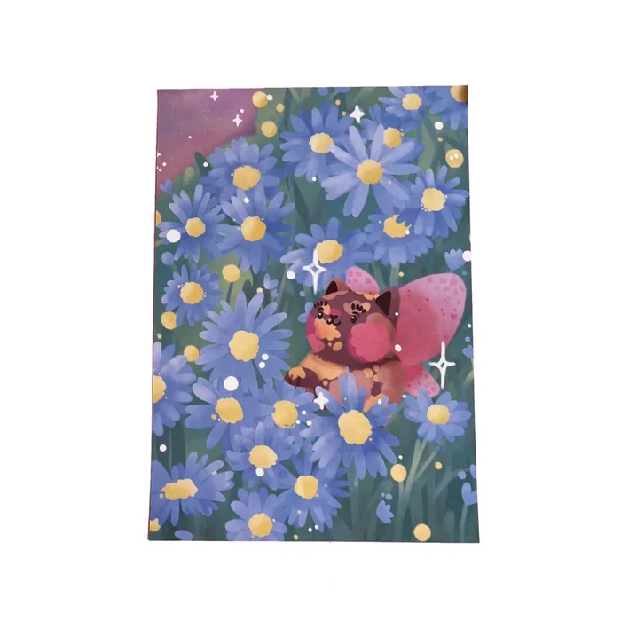 Aster Flower Fairy Cat Print