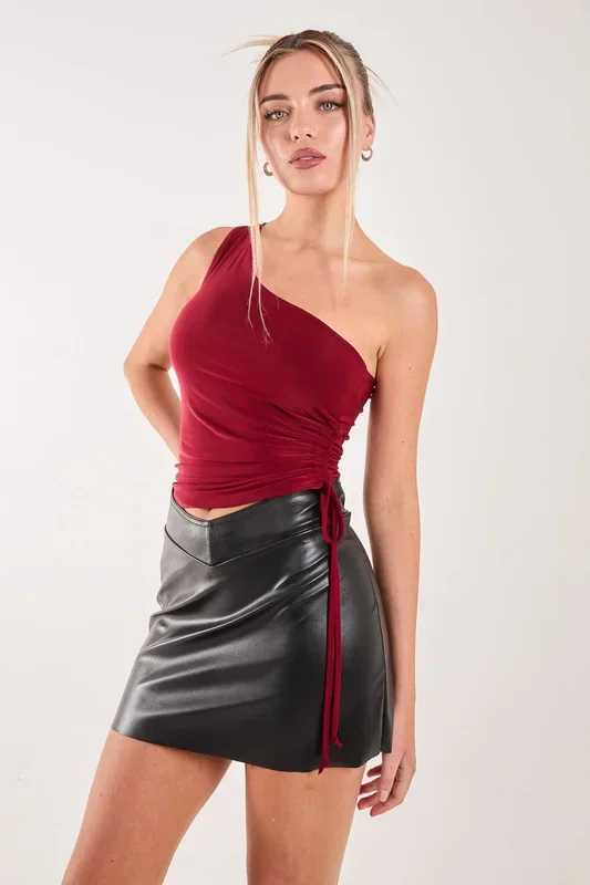 Asymmetric Side Ruched Top