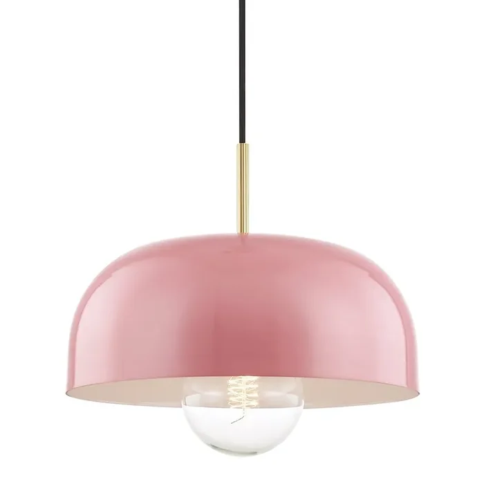 Avery Pendant In Aged Brass/Pink Color