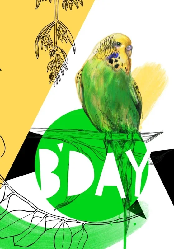 B’day Budgie Birthday Card