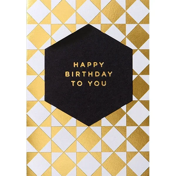 B/Day-Happy Birthday To You Gold Geometric Pattern