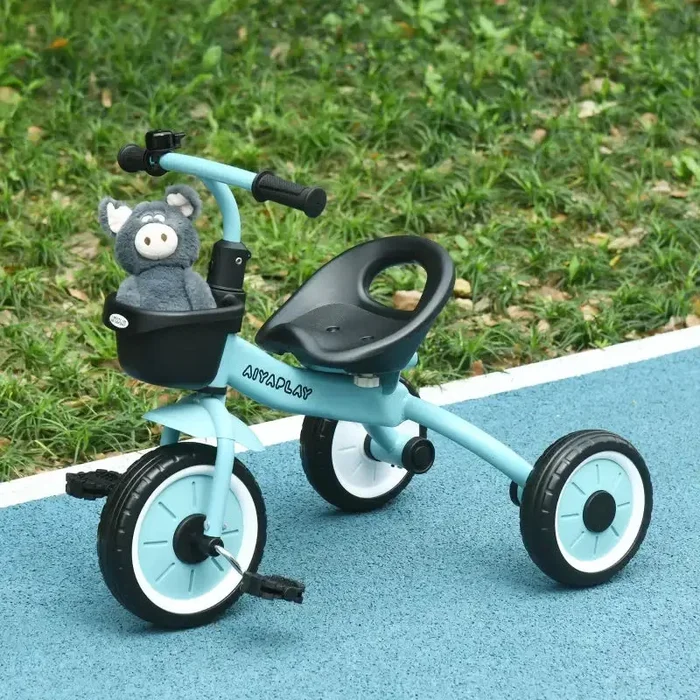 Baby Trike – Blue Toddler Tricycle | Adjustable Seat, Basket and Bell AIYAPLAY
