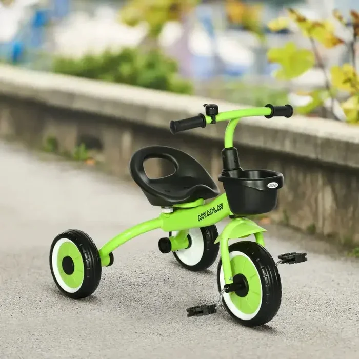 Baby Trike – Green Toddler Tricycle | Adjustable Seat, Basket and Bell AIYAPLAY