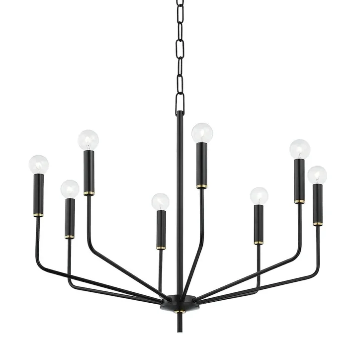 Bailey Chandelier In Aged Brass/Soft Black Color