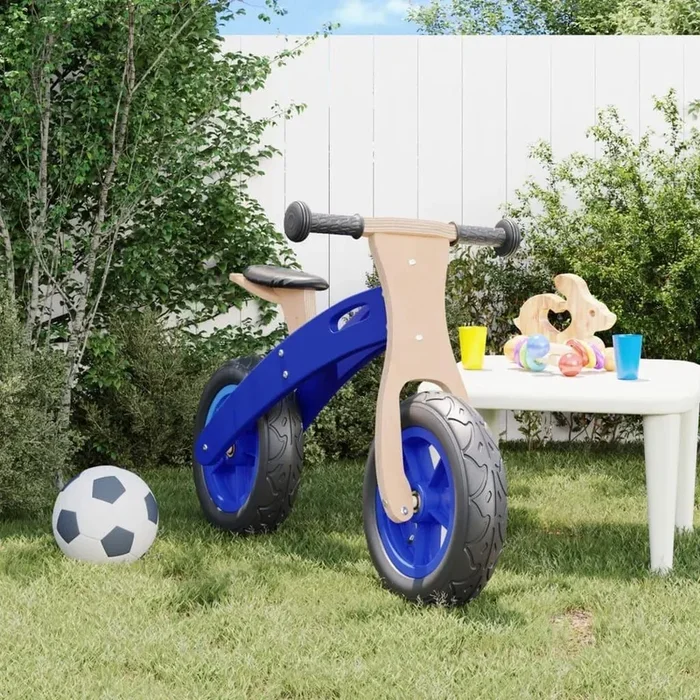 Balance Bike – Blue and Black with Plywood Frame | Adjustable Seat and Handlebar VIDAXL