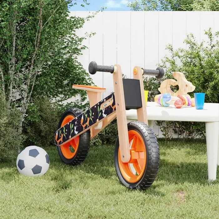 Balance Bike – Orange, Black and Lightweight Plywood Frame | Adjustable Seat and Handlebar VIDAXL