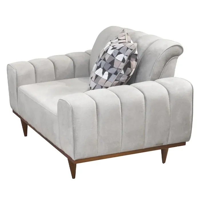 Balboa Chenille Chair and a Half – Shell Gray/Warm Walnut
