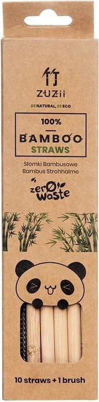 Bambusstrohhalme ohne Rinde 10 Stück + Reiniger – ZUZII