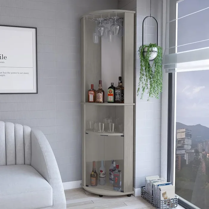 Bar Cabinet Corner,Bar Cabinet, Rialto, Concrete Gray, Concrete Gray