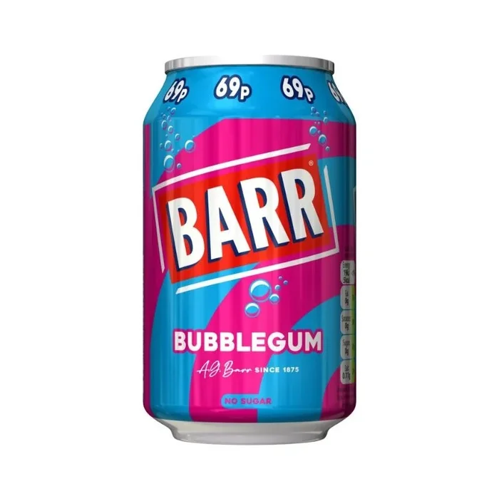 Barr Bubblegum Cans 330ml PMP 69p – Case of 24