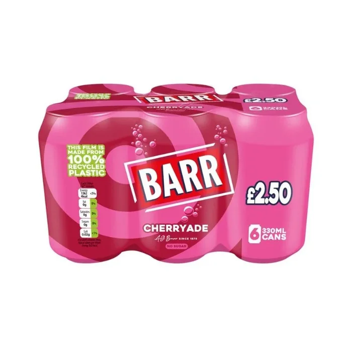 Barr Cherryade Cans 330ml 6 Pack PMP £2.50 – Case of 4
