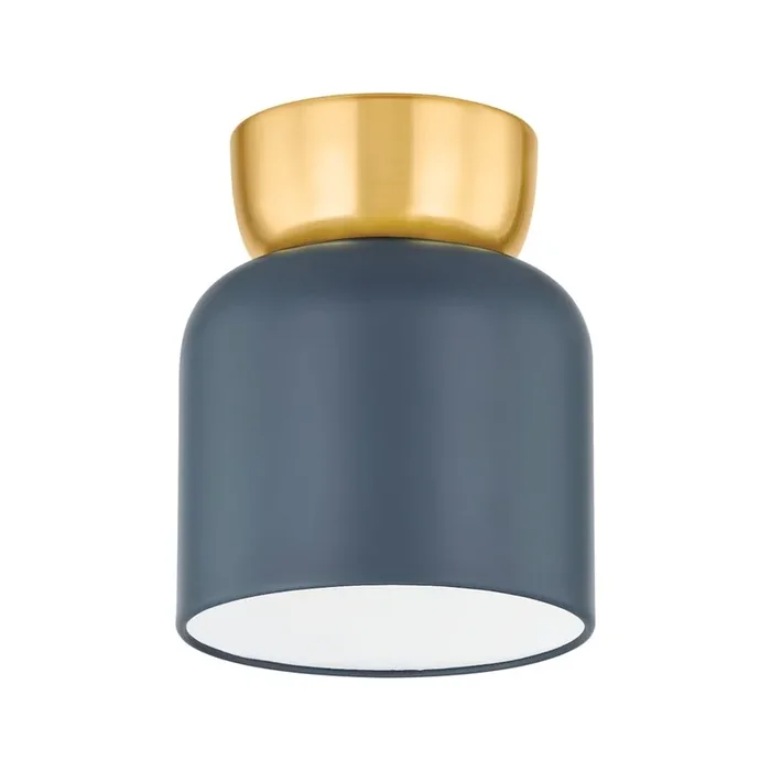 Batya Flush Mount In Aged Brass/Slate Blue Color