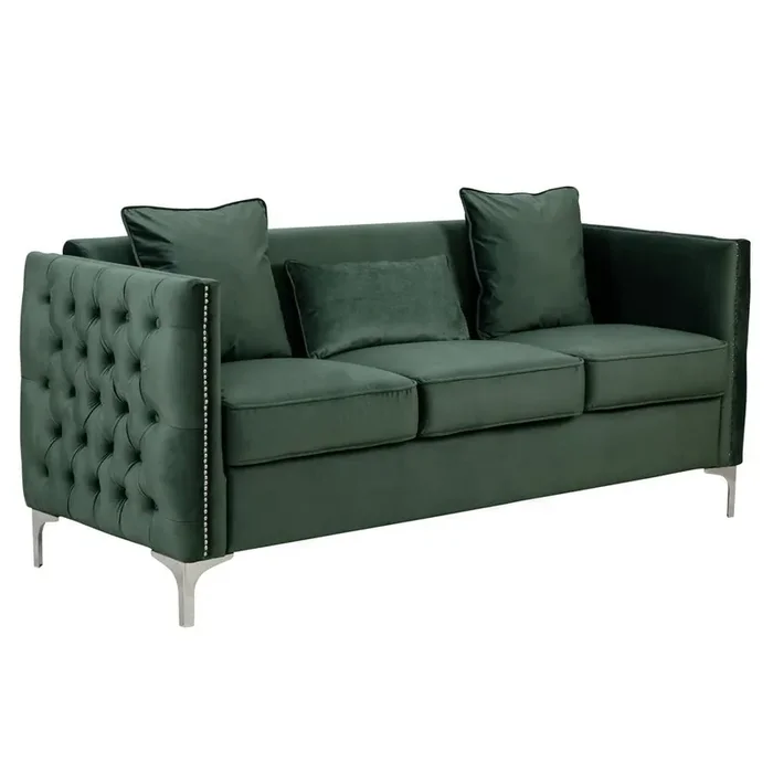Bayberry Green Velvet Sofa Loveseat Living Room Set