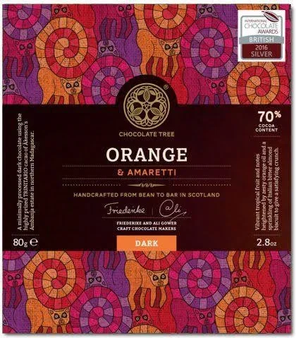 Bean to Bar Dark Chocolate Orange and Amaretti 70%