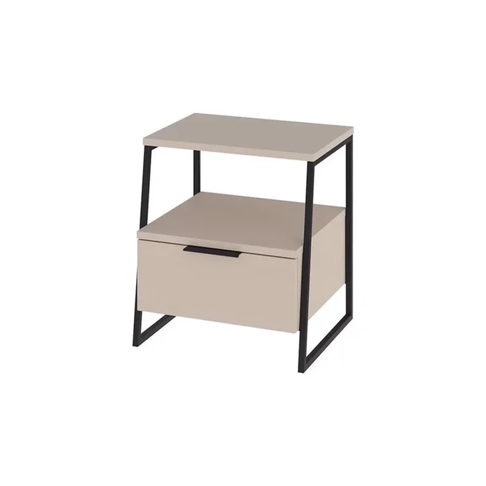 Bedside Chest Table 1 Drawer Open Shelf Sandstone