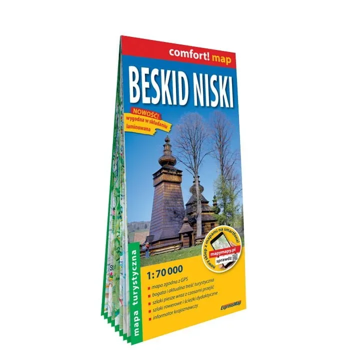 Beskid Niski, Poland | ExpressMap Laminated Tourist Map | 1:70,000